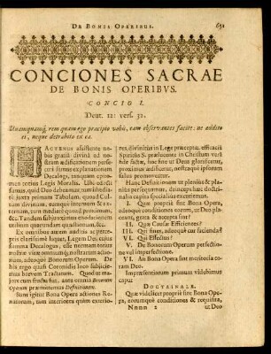 Conciones Sacrae De Bonis Operibus.