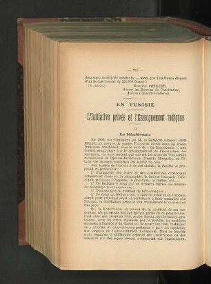 En Tunisie - L'Initiative privée et l'Enseignement indigène.