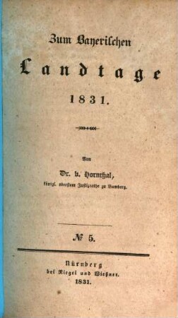 Zum Bayerischen Landtage 1831. 5
