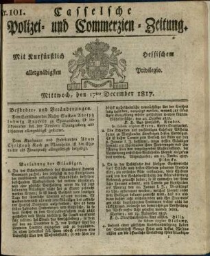 Nr. 101, Mittwoch, den 17ten December 1817