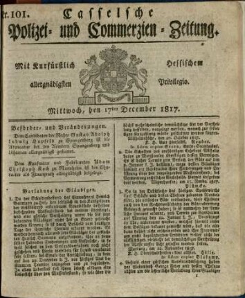 Nr. 101, Mittwoch, den 17ten December 1817