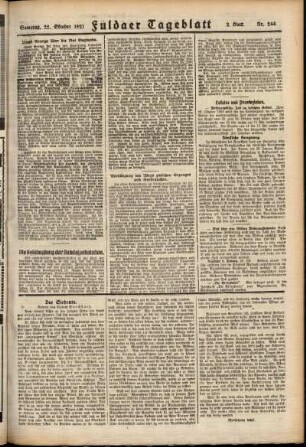 Zweite Ausgabe vom Samstag, den 22. Oktober 1921.