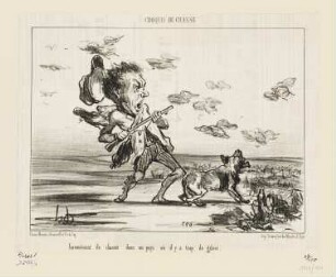 Inconvénient de chasser ... où il y a trop de gibier, aus: "Croquis de Chasse", in: "Le Charivari", Paris 1853