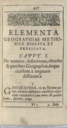 ELEMENTA GEOGRAPHIAE METHODICE DIGESTA ET EXPLICATA. Cap. I - LXXXIX