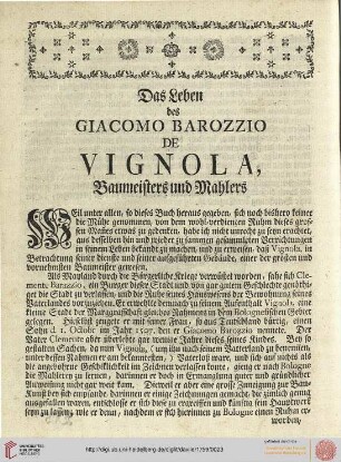 Das Leben des Giacomo Barozzio de Vignola