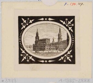 Die Katholische Hofkirche in Dresden, Blick vom Theaterplatz nach Nordosten mit dem Residenzschloss