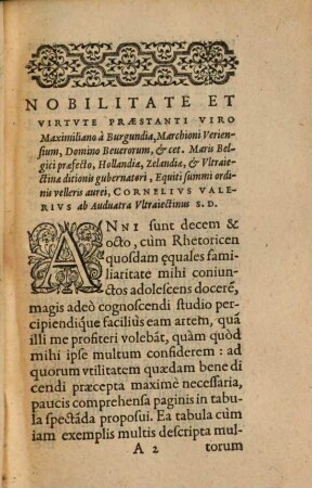 Cornelii Valerii Vltraiectini In Vniversam Bene Dicendi Rationem Tabvla : Svmmam Artis Rhetoricae Complectens