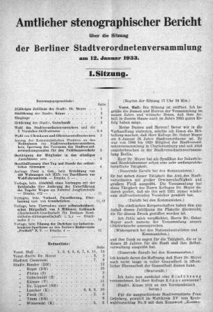 Sitzung 1, 12. Januar 1933