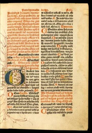 Incipit pars breviarii hyemalis de tempore.