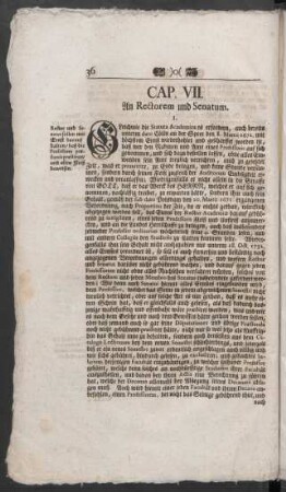 Cap. VII. An Rectorem und Senatum