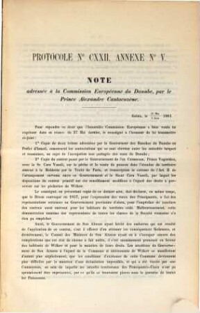 Procès-verbal des discussions de la Commission Européenne du Danube relatives à la délimitation entre la Turquie et la Moldavie, sur le bras de Kilia, et aux droits de pêche de la Commune de Wilkov : 