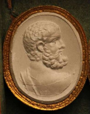Kopf des bärtigen Herkules in Rückenansicht (Daktyliothek, Erstes Mythologisches Tausend)