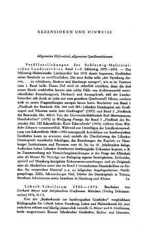 Lübeck-Schrifttum 1900-1975, bearb. von Gerhard Meyer und Antjekathrin Graßmann : München, Verlag Dokumentation, 1976