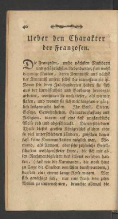 Ueber den Charakter der Franzosen