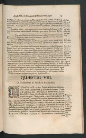 Quaestio VIII. De Sacramento & Sacrificio Eucharistiae.