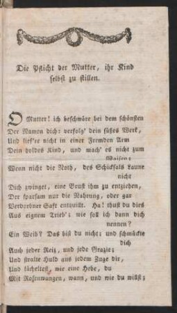 Die Pflicht der Mutter, ihr Kind selbst zu stillen