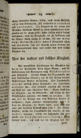 Von der wahren und falschen Klugheit.