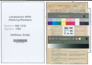 Entnazifizierung Emilie Dahlhaus , geb. 18.01.1892 ()