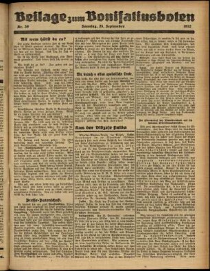 Zweite Ausgabe vom Sonntag, den 25. September 1932.