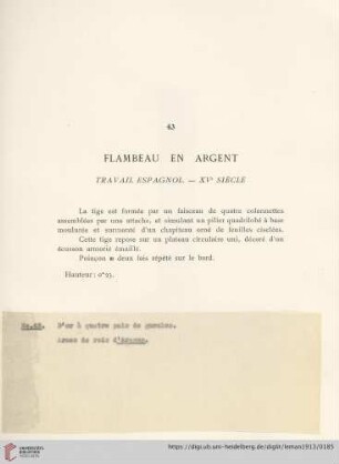 Flambeau En Argent (Travail espagnol XVe siècle)