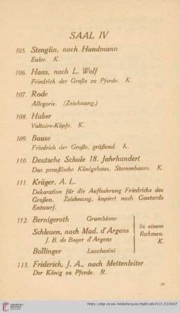 Saal IV (Nr. 105 - 143)