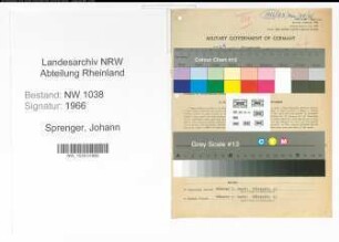Entnazifizierung Johann Sprenger , geb. 14.03.1887 (Ingenieur)