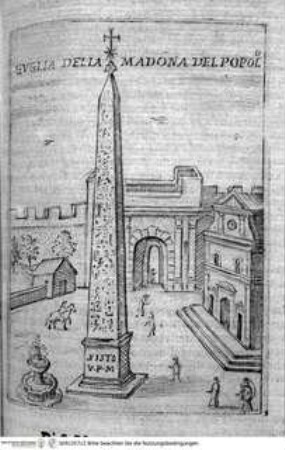 Ritratto di Roma moderna., Seite 345: Santa Maria del Popolo, die Porta del Popolo und der Obelisco Flaminio