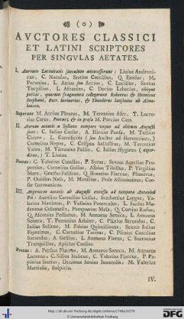 Auctores Classici Et Latini Scriptores Per Singulas Aetates.