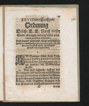 Revidirte Hochzeit Ordnung.