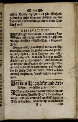 Von dem Ungeziefer und Erd-Flöhen/ wie selbige zu vertreiben. - Von dauchlicher und Frucht-bringender Erden zu præpariren.