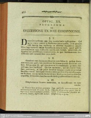 Opusc. XX. Programma De Successione Ex Iure Communionis