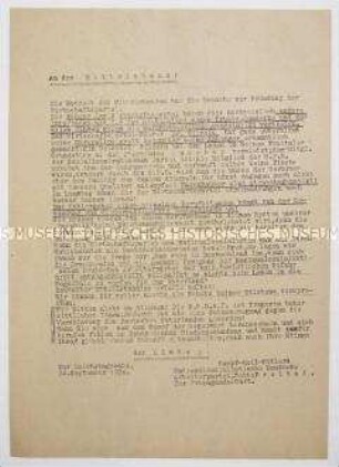 Hektografiertes Rundschreiben der NSDAP-Sektion Freital zur Reichstagswahl 1930 mit Ausrichtung auf den Mittelstand