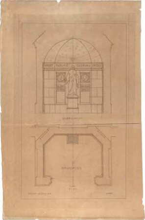 Pfann, Paul; Mausoleum - Grundriss, Querschnitt