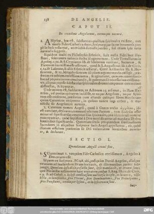 Caput II. De creatione Angelorum, eorumque naturae.