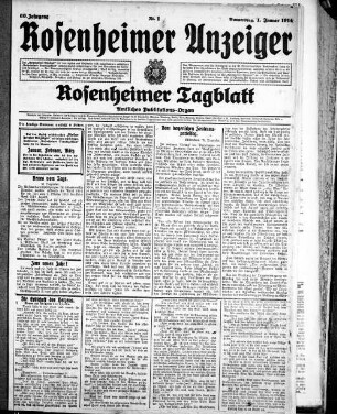 Rosenheimer Anzeiger : Tagblatt für Stadt und Land ; (mit amtlichen Mitteilungen). 1914 = Jg. 60