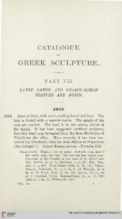 Part VII: Later Greek and Graeco-Roman Statues and Busts