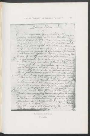 Facsímil del testamento de Plácido