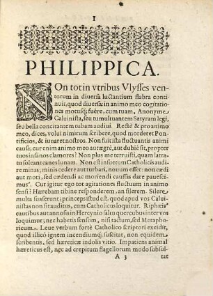 Philippica In Anonymvm Praedicantem Calvinistam, Qvi Societatem Iesv Mendaciis, Convitiis, calumniis, iniuriis onerauit in famoso libro quem inscribit: Amica Monita Christianis Proceribvs ...