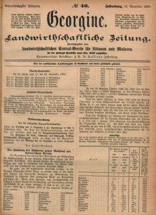 Achtundsechzigster Jahrgang. No. 46. Insterburg, 15. November 1900.