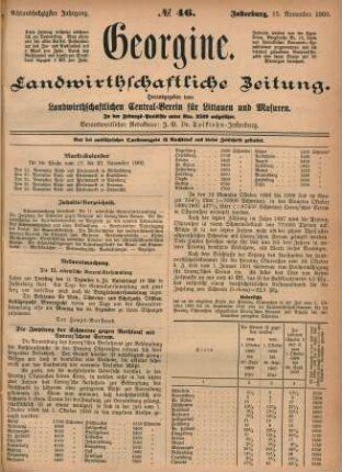 Achtundsechzigster Jahrgang. No. 46. Insterburg, 15. November 1900.