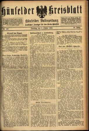 Ausgabe vom Dienstag, den 03. Oktober 1922.