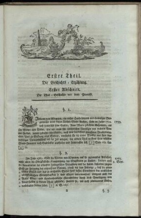 Erster Theil. Die Geschichts- Erzählung.