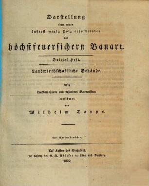 Darstellung einer neuen äußerst wenig Holz erfodernden höchst feuersicheren Bauart, 3. Landwirstschaftliche Gebäude