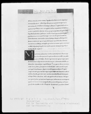 Evangeliar aus Werden — Initiale M(attheus), Folio 5verso