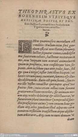 Theophrasti Exhohenheim Utriusque Medicinae Doctoris...