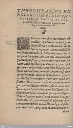 Theophrasti Exhohenheim Utriusque Medicinae Doctoris...
