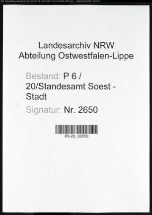 Sterberegister Standesamt Soest