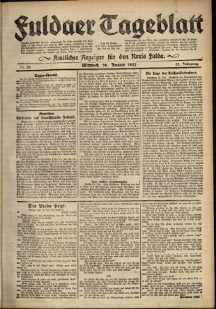 Ausgabe vom Mittwoch, den 26. Januar 1921.