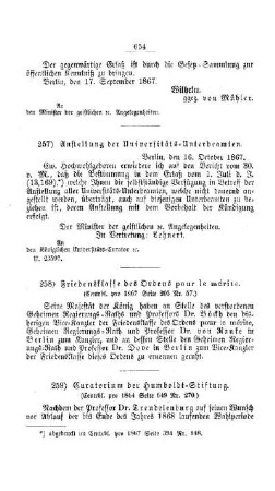 Curatorium der Humboldt-Stiftung : [I. Akademien und Universitäten]