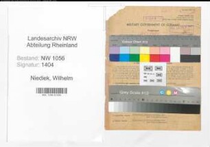 Entnazifizierung Wilhelm Niediek , geb. 10.02.1901 (Ingenieur)
